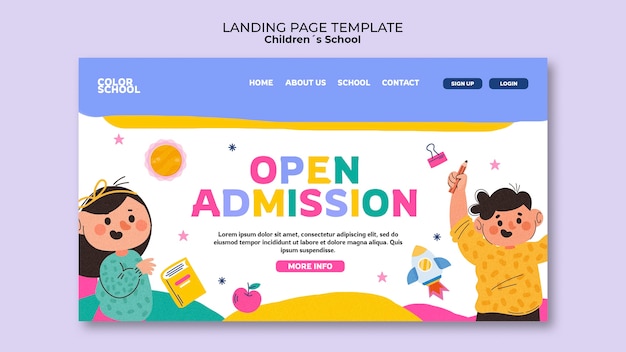 Página de destino de educação infantil de design plano