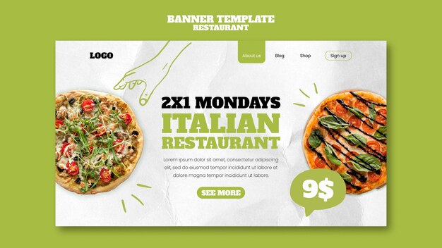 Página de destino de restaurante italiano desenhada à mão
