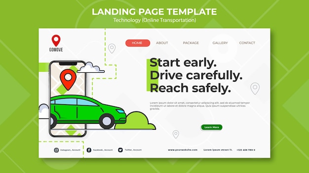PSD grátis página de destino de transporte online