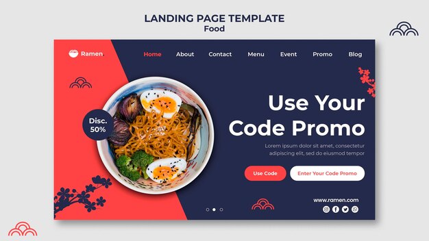 Página de destino do código promocional Ramen