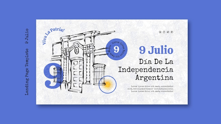 PSD grátis página de destino do dia da independência da argentina