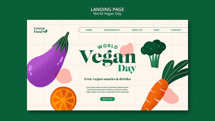 PSD grátis página de destino do dia mundial do vegano