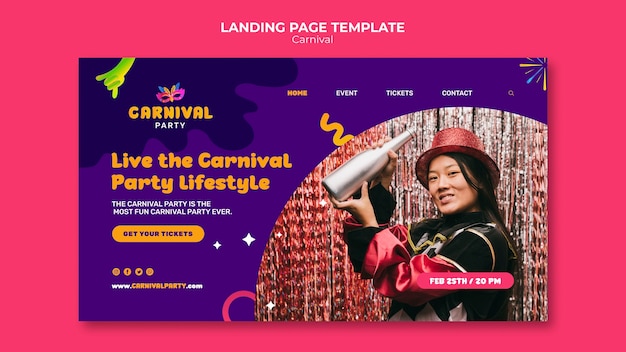 Página de destino do entretenimento de carnaval