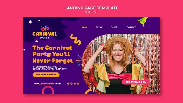 Página de destino do entretenimento de carnaval