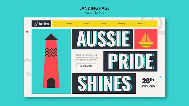 Página de destino do Flat Design Australia Day