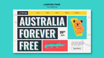 PSD grátis página de destino do flat design australia day