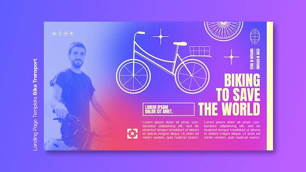PSD grátis página de destino do transporte de bicicleta gradiente