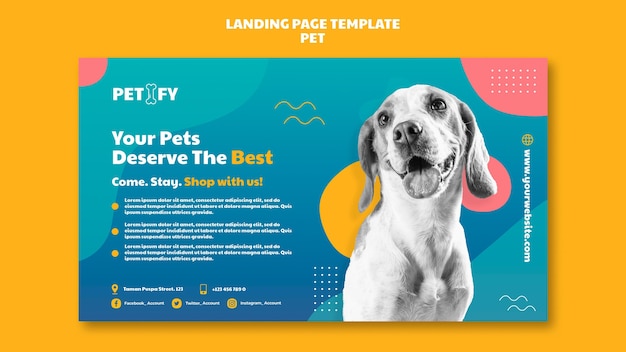 Página de destino fofa do animal de estimação