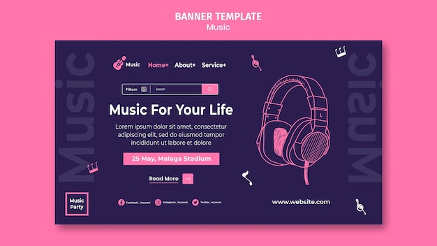 PSD grátis página de destino para festa de música