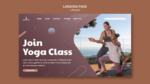 PSD grátis página de destino para prática e exercícios de ioga