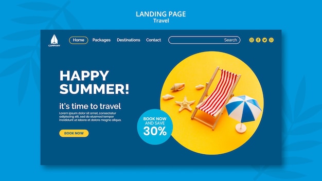 PSD grátis página de destino para viagens de férias