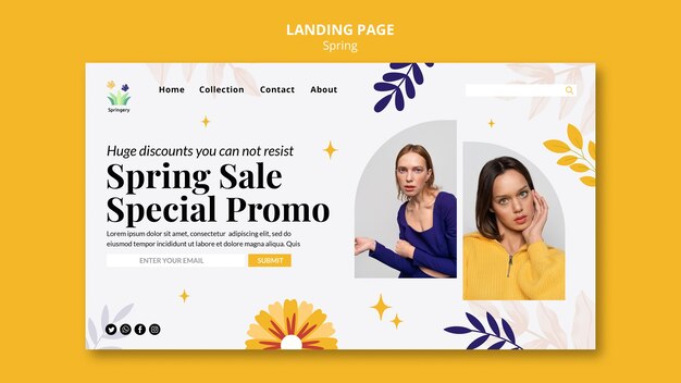 Página de destino promocional especial de venda de primavera