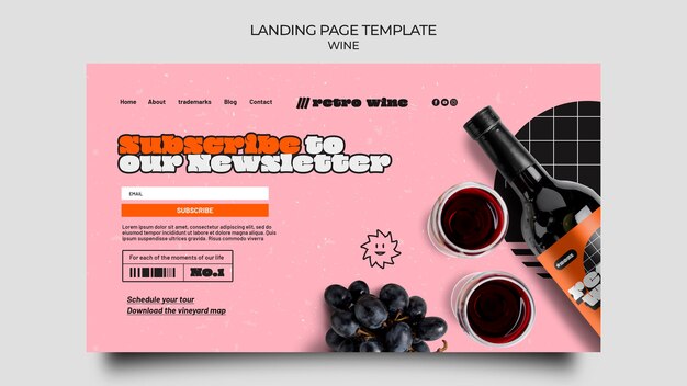 Página de destino retro do vinho