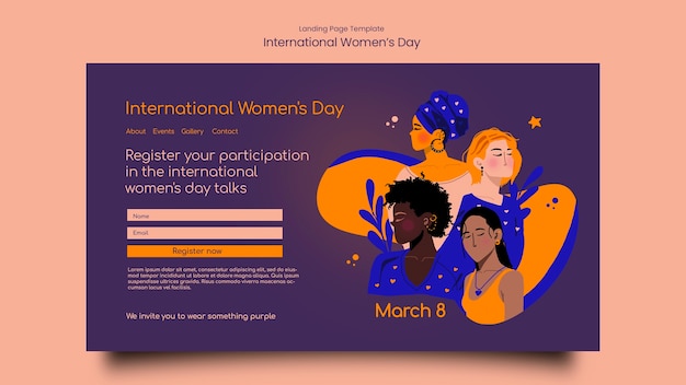 PSD grátis página inicial da celebração do dia da mulher