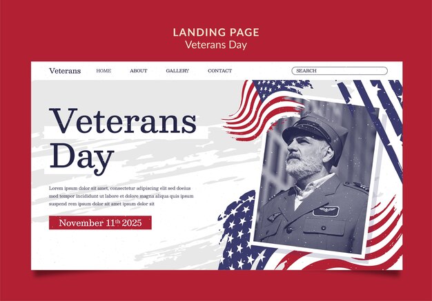 Página inicial da celebração do Dia dos Veteranos