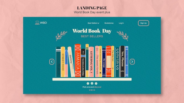 PSD grátis página inicial da celebração do dia mundial do livro