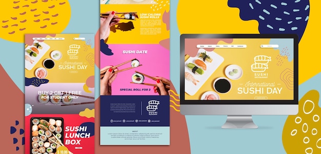 PSD grátis página inicial do conceito de sushi