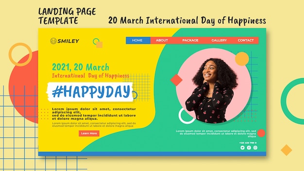 PSD grátis página inicial do dia internacional da felicidade