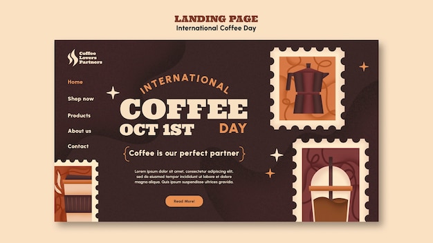 PSD grátis página inicial do dia internacional do café