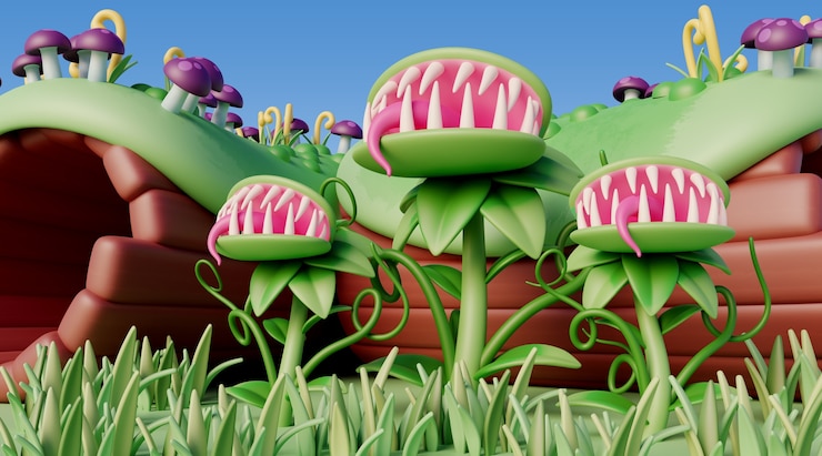 PSD grátis paisagem 3d com elementos de conto de fadas