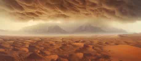 PSD grátis paisagem do deserto com uma tempestade de areia generative ai
