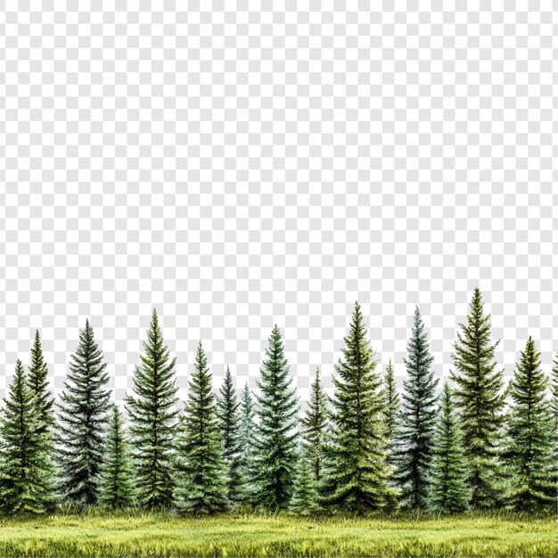 Paisagem serena de floresta perene Uma fileira de pinheiros majestosos