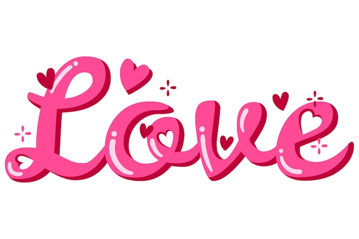 PSD grátis palavra de amor ilustrada