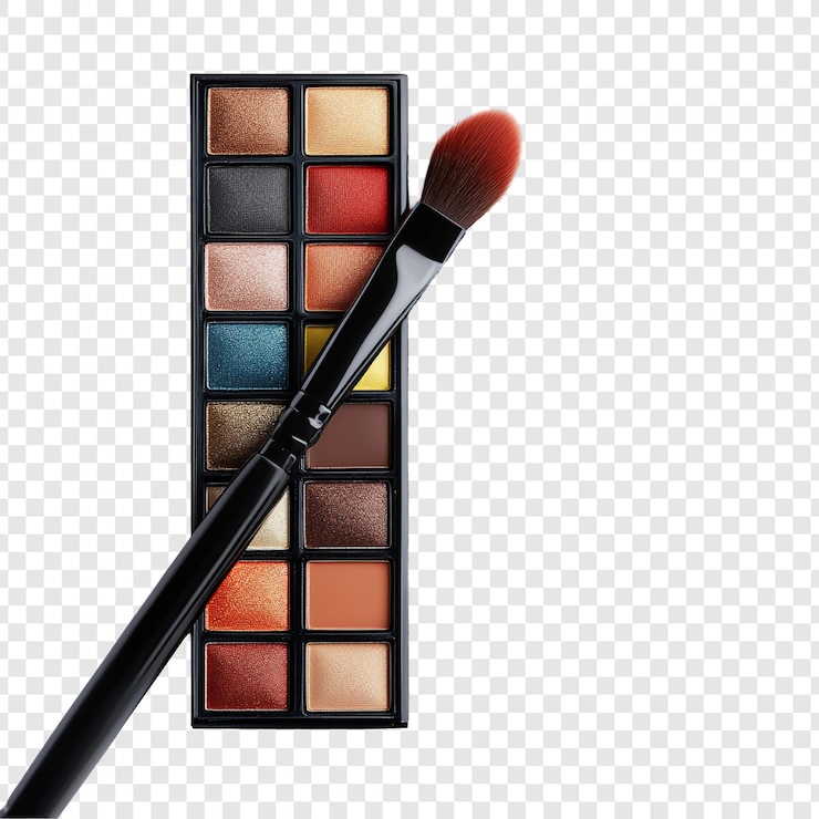 PSD grátis paleta de sombra de olhos e kit essencial para maquilhadores de pincel