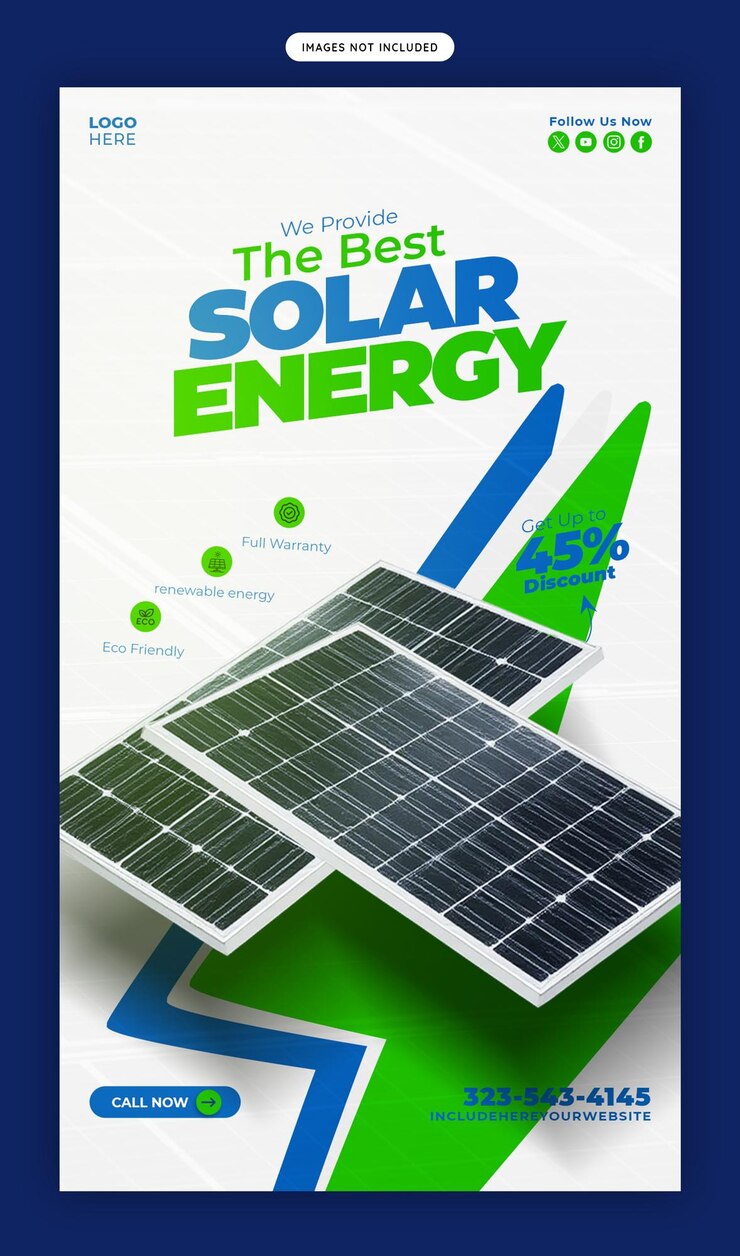 PSD grátis panel solar e economia de energia modelo de história do facebook e instagram