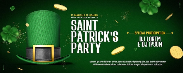 Panfleto de banner de mídia social do st patricks party com participações especiais