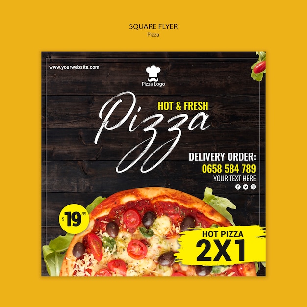 PSD grátis panfleto quadrado de restaurante de pizza