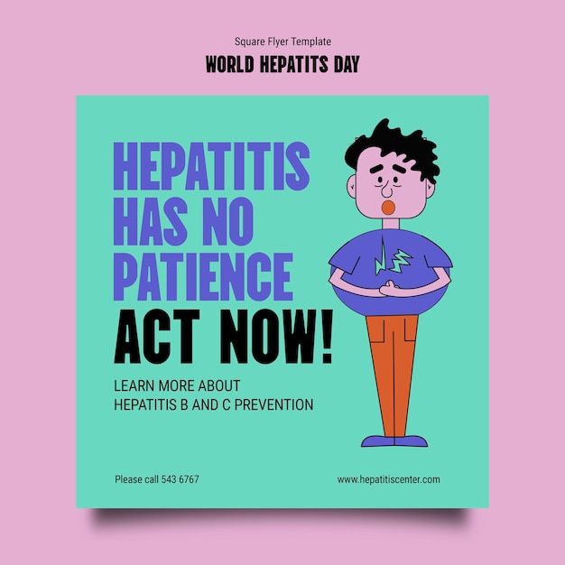 PSD grátis panfleto quadrado do dia mundial da hepatite desenhado à mão