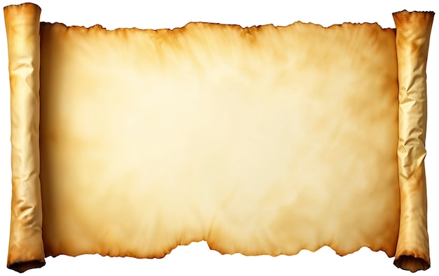 Papel de pergaminho enrolado realista isolado