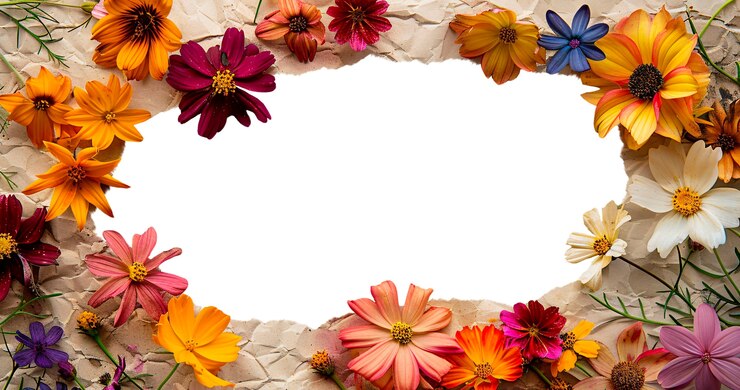 PSD grátis papel rasgado com flores isoladas
