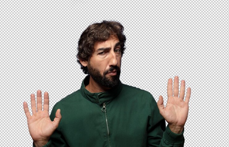 PSD grátis parecendo nervoso ansioso e preocupado dizendo não é minha culpa ou eu não fiz isso