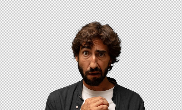 PSD grátis parecendo preocupado, estressado, ansioso e assustado, em pânico e com os dentes apertados.
