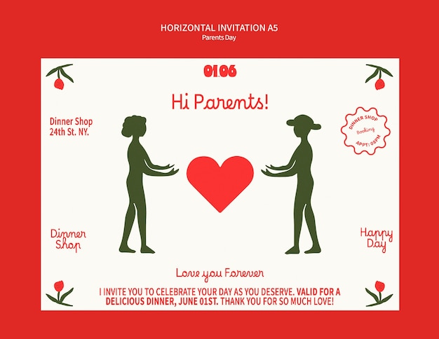 PSD grátis parents day celebration template