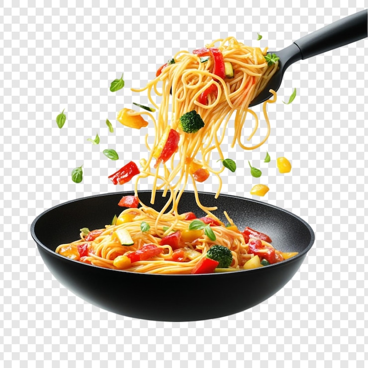 PSD grátis pasta vegetariana deliciosa em um wok