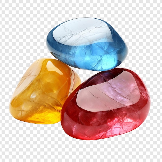 Pedra colorida clara isolada sobre fundo transparente