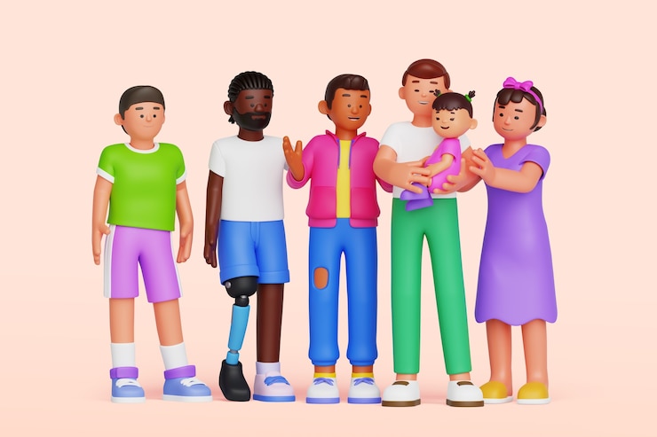 PSD grátis pessoas diversas composição 3d