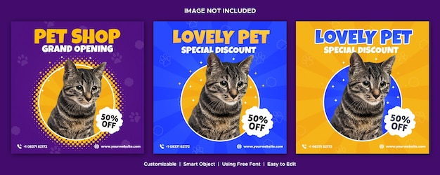 Pet shop design de modelo de mídia social banner post instagram