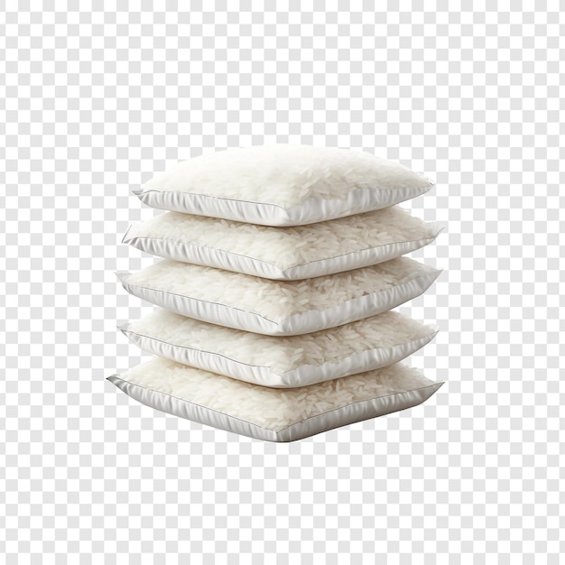 Pilhas brancas de arroz de 10 kg em branco isoladas em fundo transparente