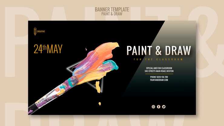 PSD grátis pintar e desenhar modelo de banner