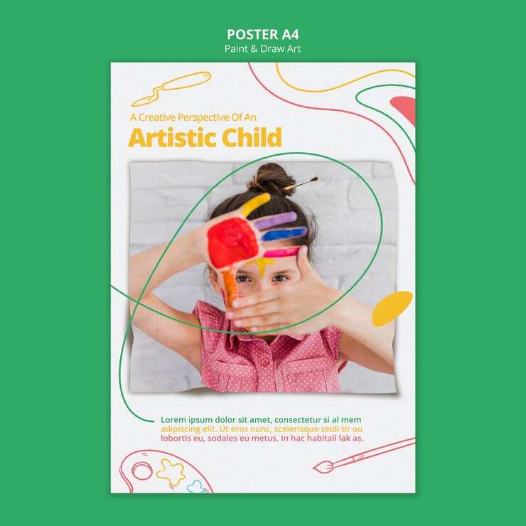 PSD grátis pintar e desenhar o tema do modelo de cartaz de arte