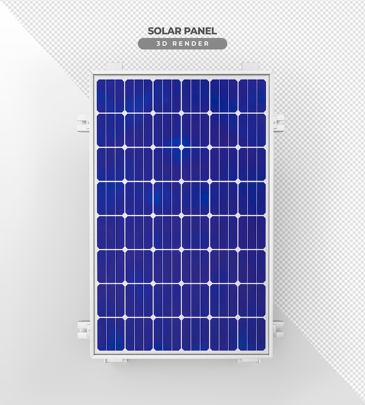 Placas de energia solar em base de alumínio 3d renderização realista