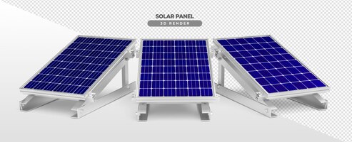 PSD grátis placas de energia solar em base de alumínio para renderização realista 3d de piso