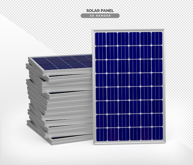 Placas de energia solar em renderização 3d realista