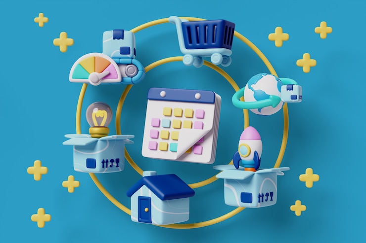 PSD grátis plano de fundo 3d com soluções de gerenciamento de produtos
