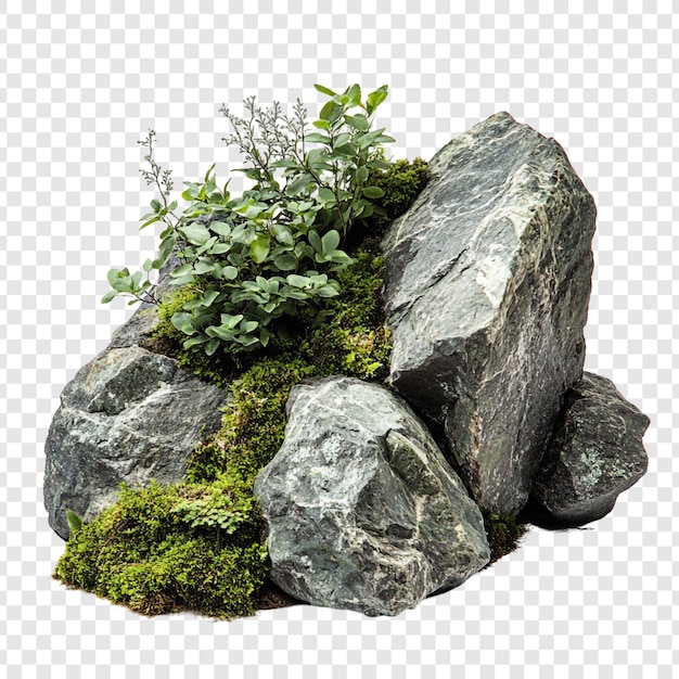 Plantas verdes que crescem em rochas cinzentas