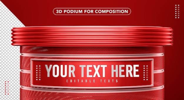 Pódio 3d vermelho para inserir seu texto aqui